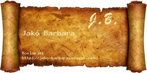 Jakó Barbara névjegykártya